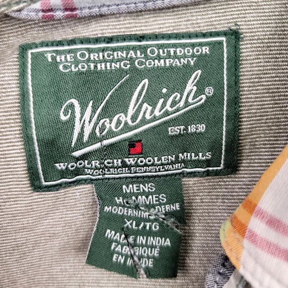 Woolrich Mens Modern Fit Plaid Button-Up Long Sleeve Shirt XL Organic Cotton - Picture 2 of 10